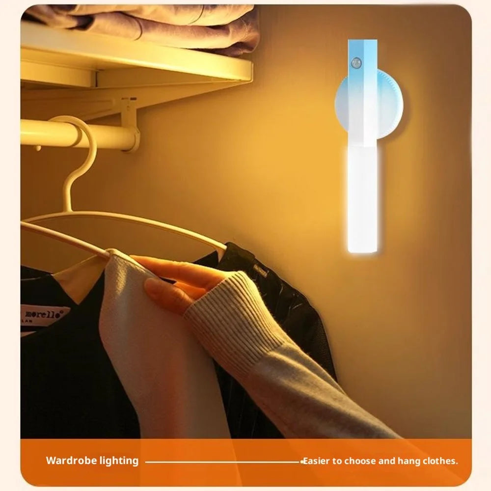 LED Motion Sensor Night Light Rechargeable Wall Light Magnetic Stick-On Gradual Brightness for Hallway / Bedroom / Bathroom - Gradient Purple - 7