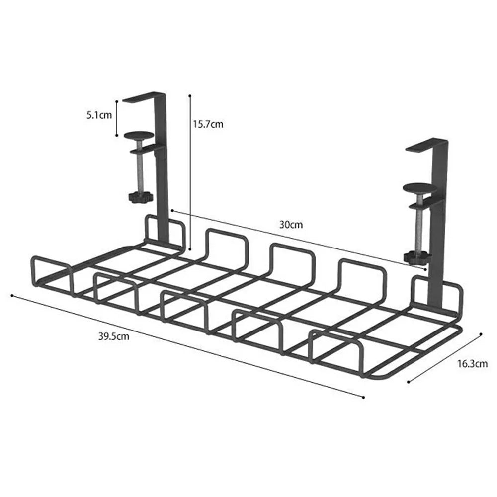 Under Desk Cable Management Tray Adjustable Wire Organizer No Drill Cord Holder for Office  /  Home - 6