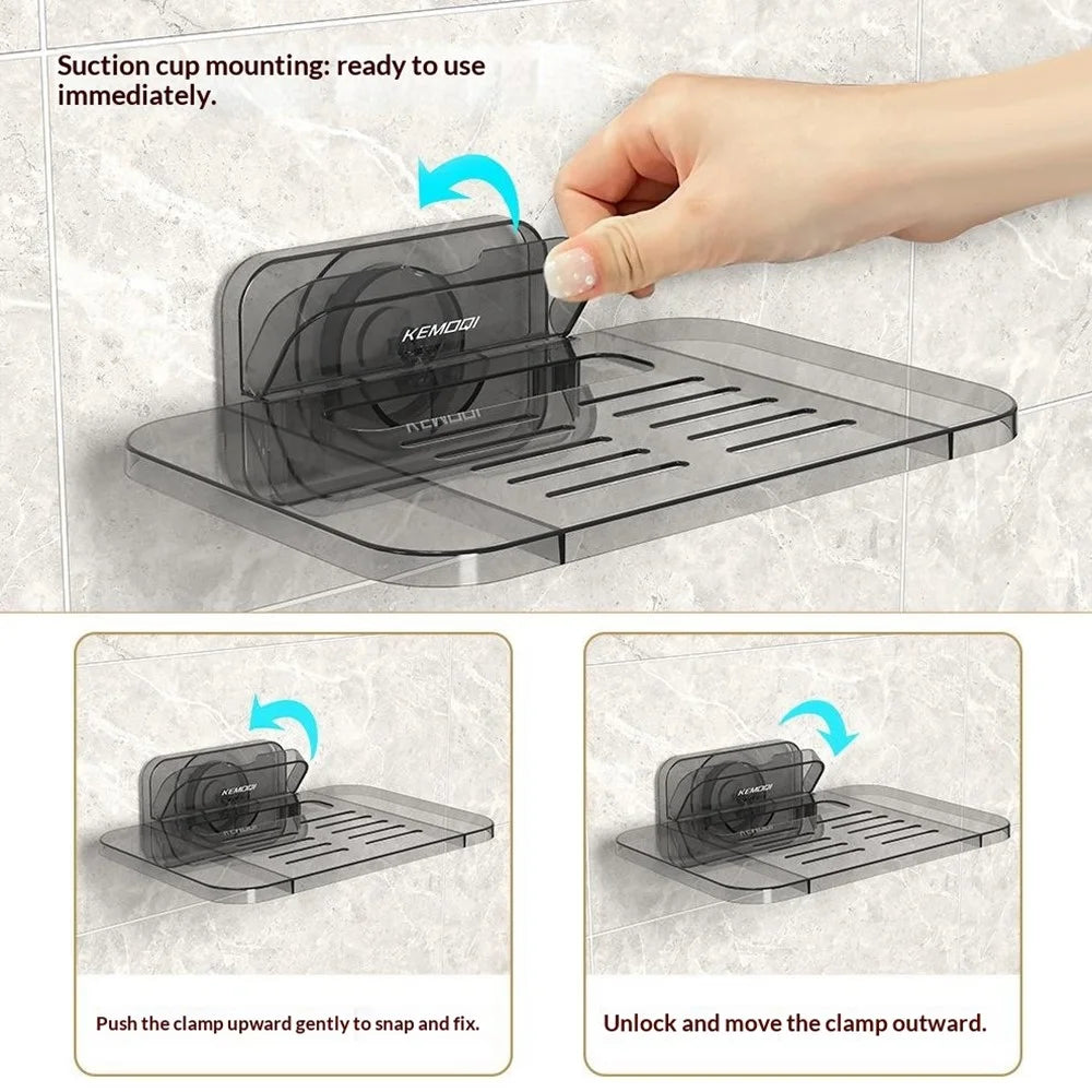 KEMOQI Suction Cup Router Storage Rack Wall-Mounted Organizer Bracket Stable Router Shelf For Home - Grey - 4
