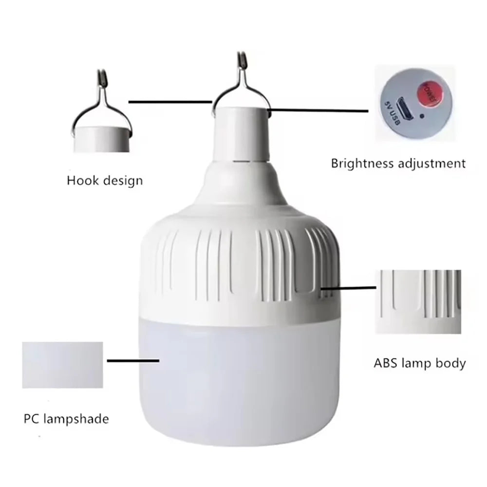 150W 105mm Outdoor Camping Lantern 5 Modes USB Rechargeable Tent Hanging LED Light Bulb - 5