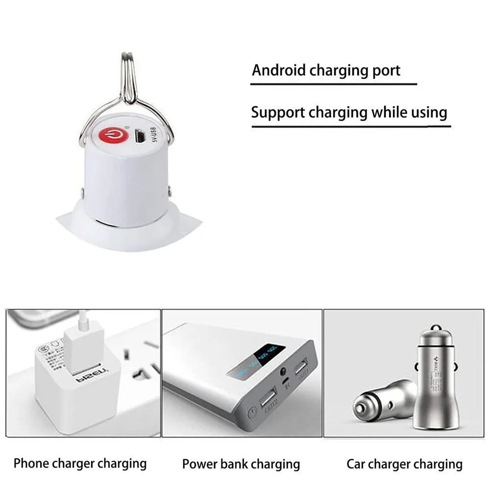 150W 105mm Outdoor Camping Lantern 5 Modes USB Rechargeable Tent Hanging LED Light Bulb - 6
