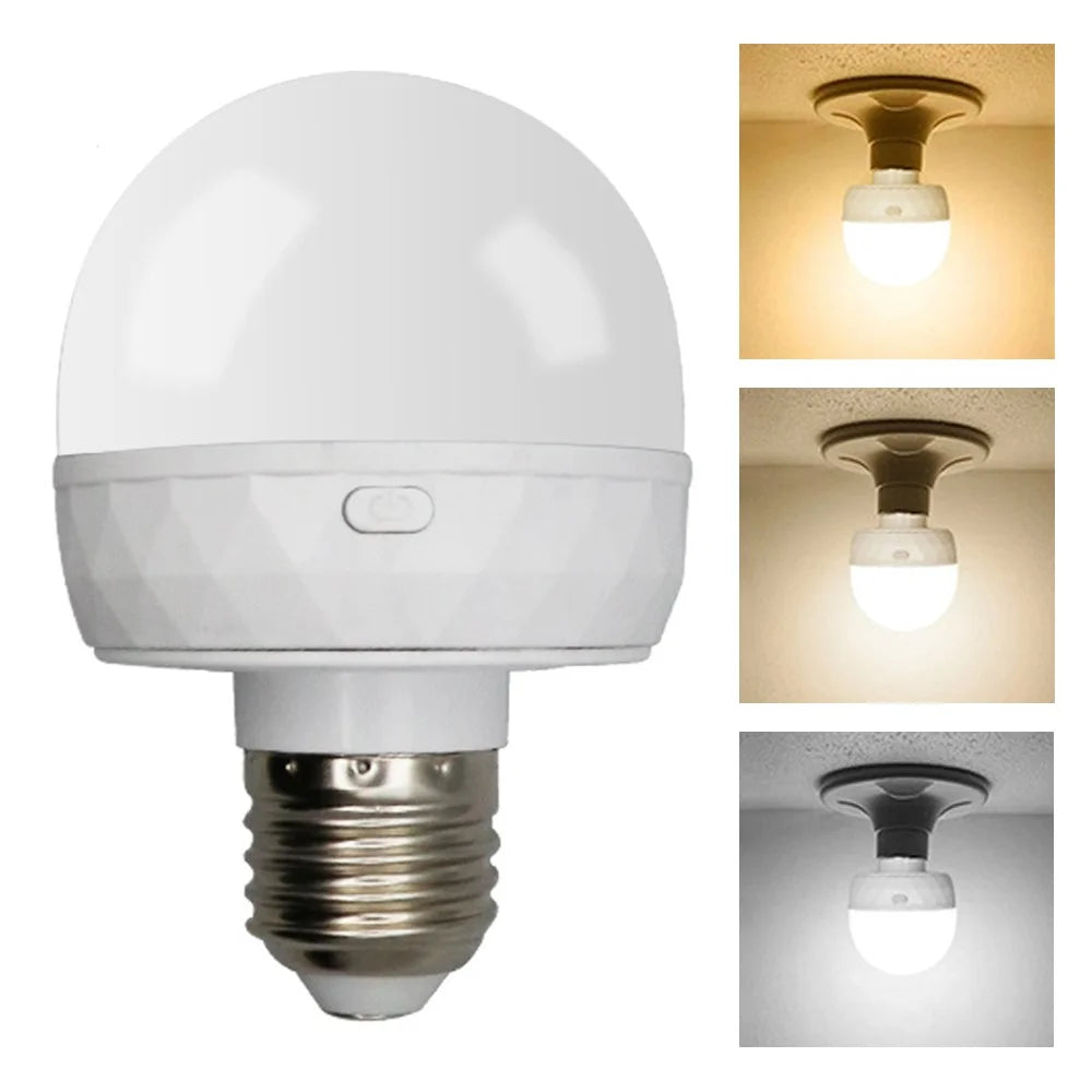 LED Mood Light Built-in 3600mAh Battery 3 Color Temperature Stepless Dimming Light Bulb with Detachable E27 Base - 1