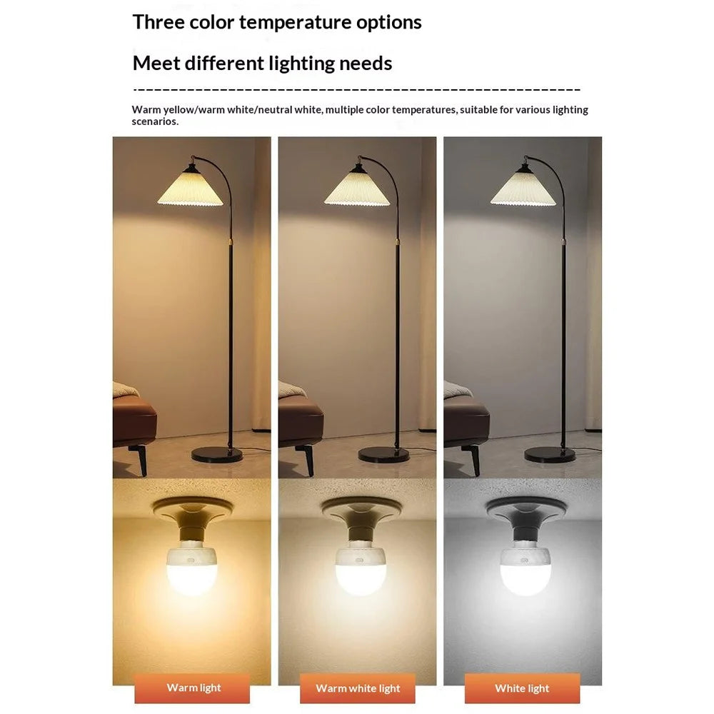 LED Mood Light Built-in 1800mAh Battery 3 Color Temperature Stepless Dimming Light Bulb with Detachable E27 Base - 3