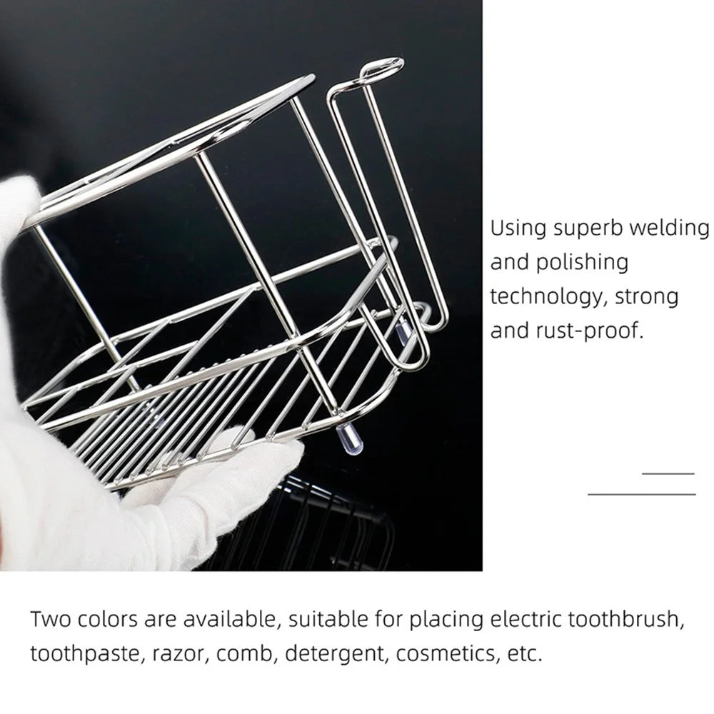 15.03 x 6.2 x 10.2cm 6 Grid Stainless Steel Toothbrush Holder Toothpaste Bathroom Organizer Shelf - Black - 5
