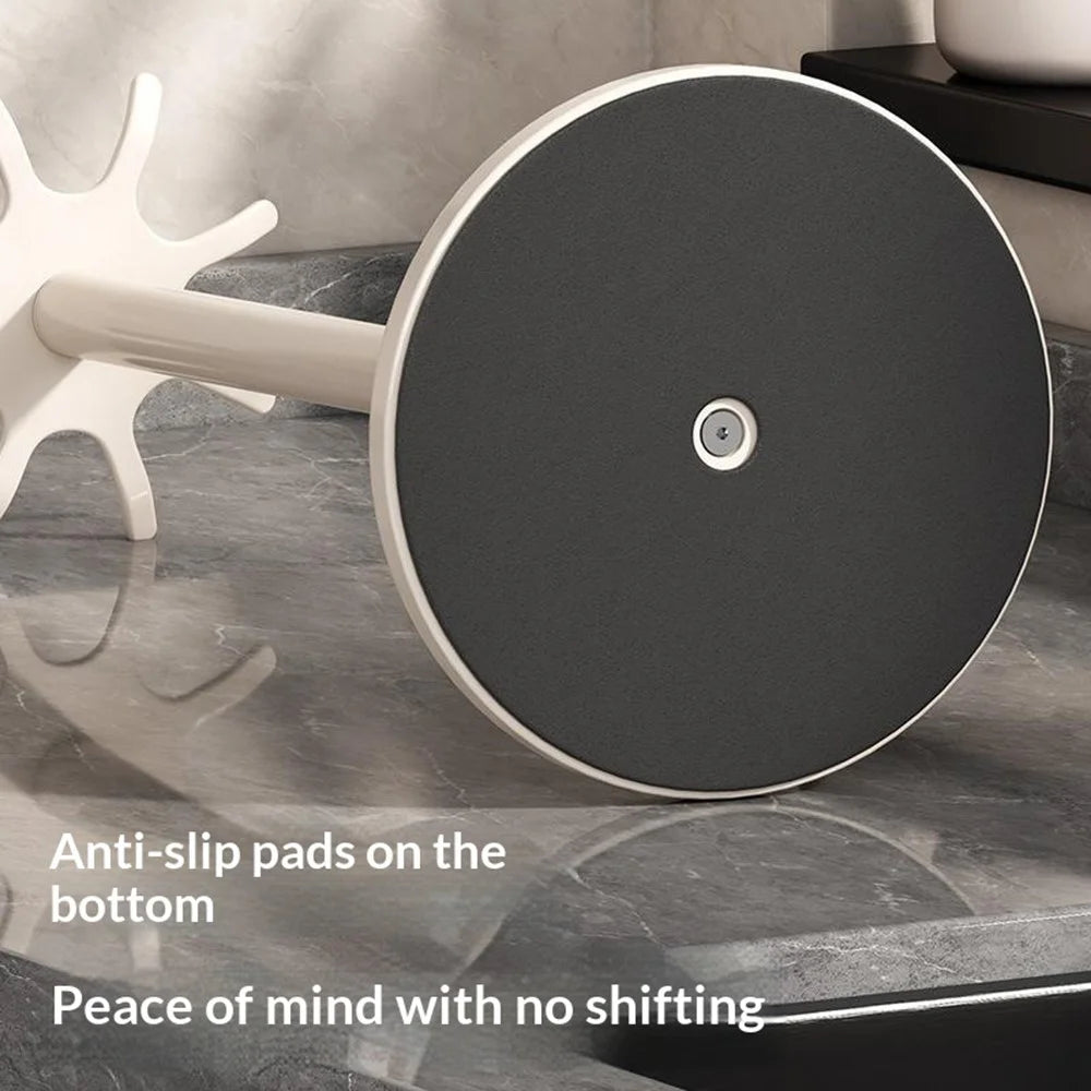 360 Degree Rotating Kitchen Utensil Holder Rack 8-Hook Carbon Steel Organizer Stand for Countertop Storage - Grey Black - 6