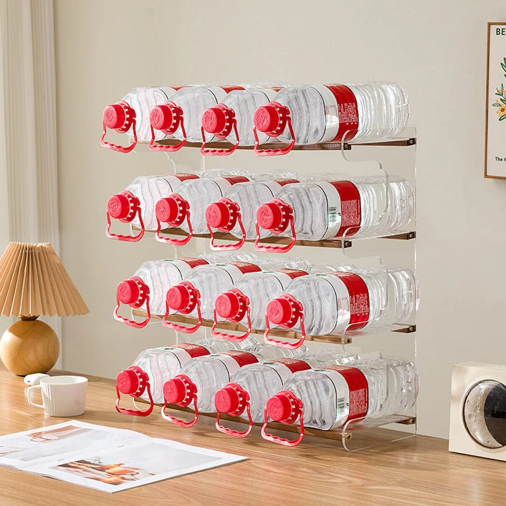 35x19x52cm 4-Tier Desktop Organizer Shelf Acrylic Wood Books Cup Storage Rack for Home Office Desk - Milk White - 2