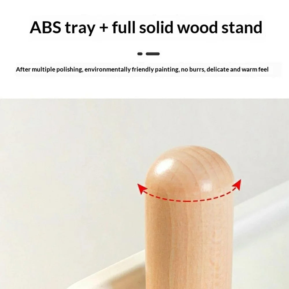 3-Tier Oval Style Side Table Mobile Storage Cart Rolling Utility Cart Wood Frame ABS Tray Lockable Wheels Storage Rack for Kitchen Bedroom - 2