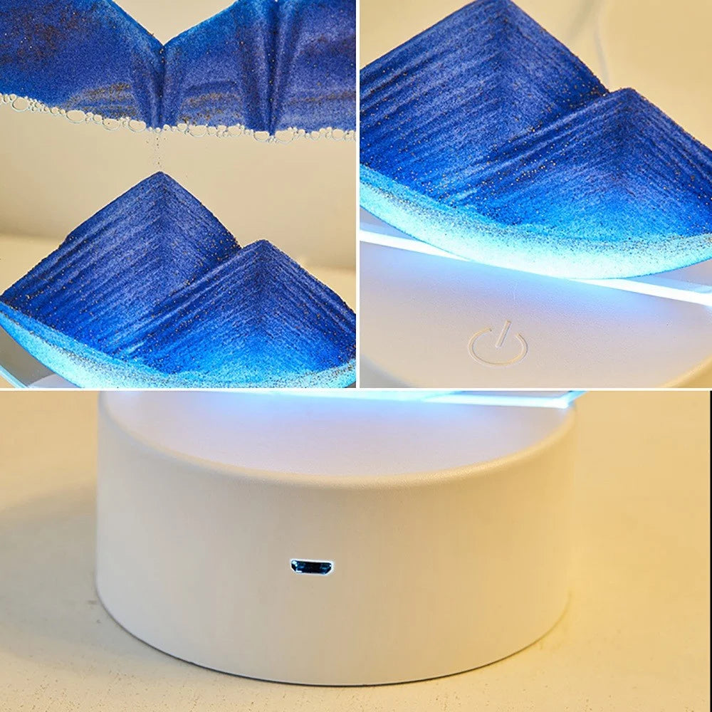 3D Quicksand Table Lamp Dynamic Sand Painting Night Light with Touch Switch Home Decoration - Red - 4