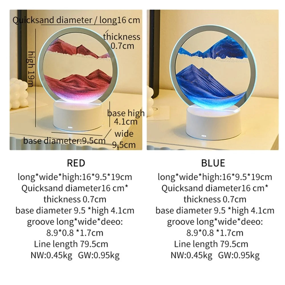 3D Quicksand Table Lamp Dynamic Sand Painting Night Light with Touch Switch Home Decoration - Red - 5