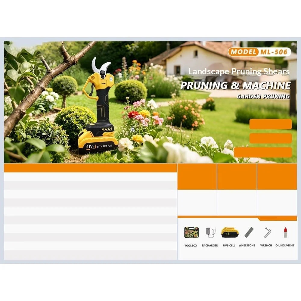MDHL ML-506 1500mAh Cordless Pruning Shear 21V Brushless 3.0cm Cutting Branch Trimmer with Digital Display - 6