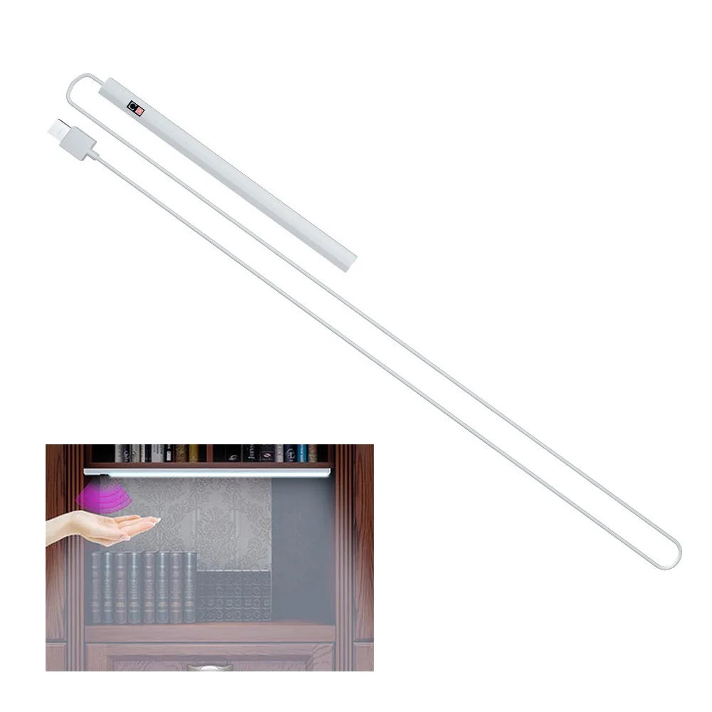 1469 20cm Gesture Sensor LED Bar Light Self-adhesive USB Night Light Infrared Induction Cabinet Lamp - Pure White - 1