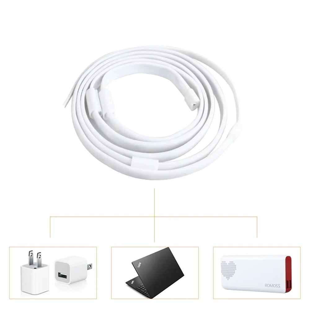 1.5m 90-LED String Light Strip Lamp Outdoor Single Color Lighting Lamp with 5V Touch Control Switch - White Light - 3