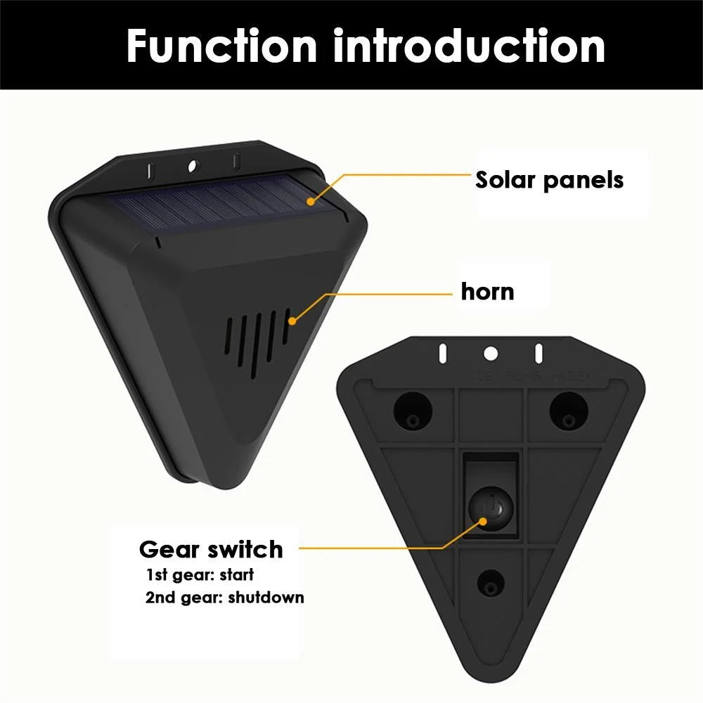 N911Q Solar Powered Outdoor Bird Repeller Multiple Sound Playback Birds Alarm Device - 6
