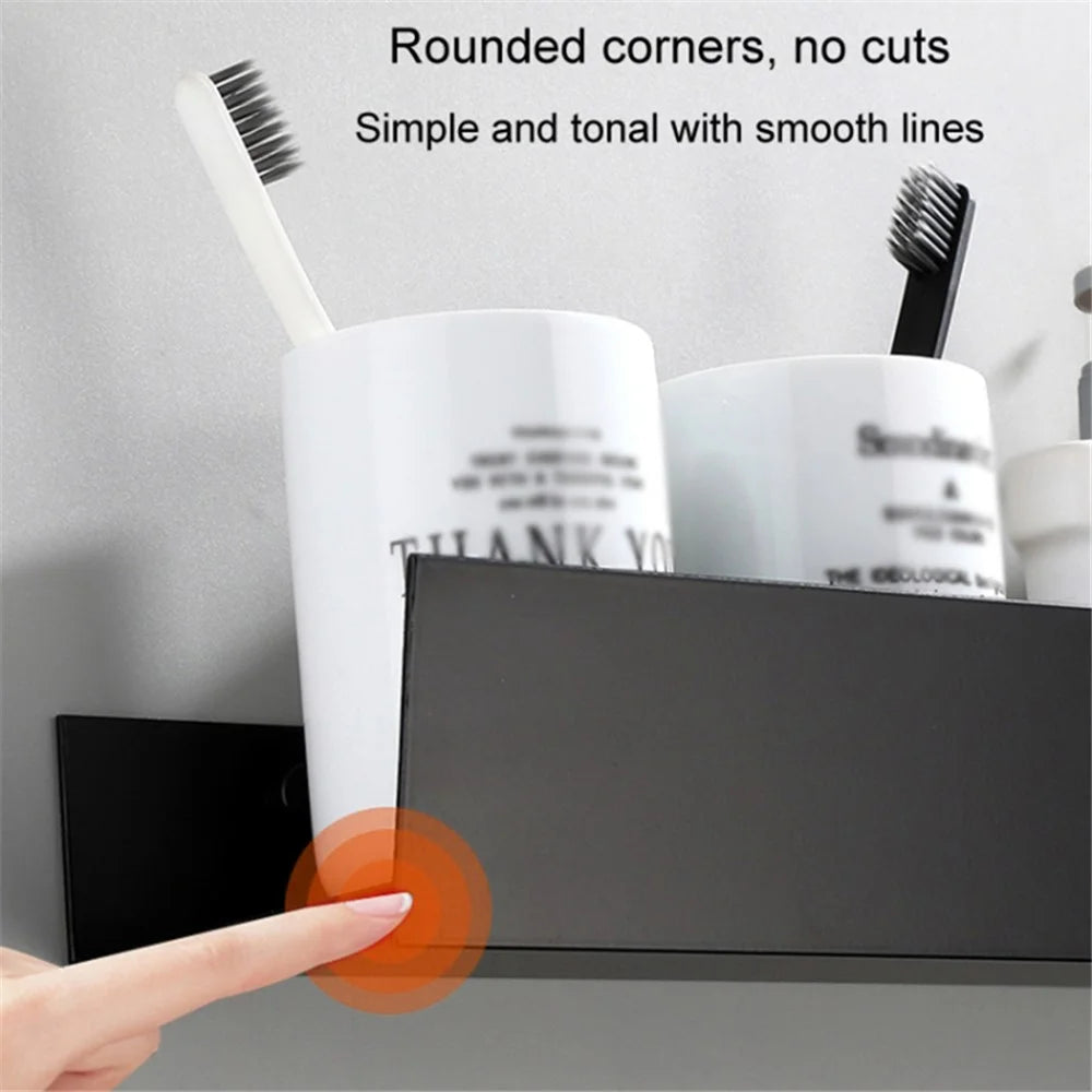 5304 30cm Bathroom Kitchen Storage Shelf Aluminum Wall Mounted Storage Rack - Black - 3
