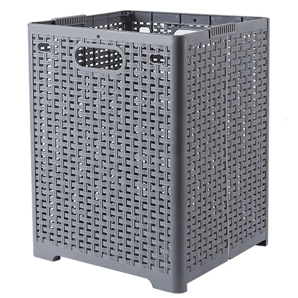 Size L Foldable PP Laundry Basket Clothes Hamper Storage Holder for Home Bathroom - Grey - 1