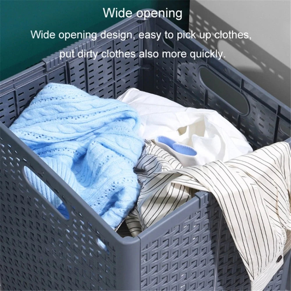 Size L Foldable PP Laundry Basket Clothes Hamper Storage Holder for Home Bathroom - Grey - 5