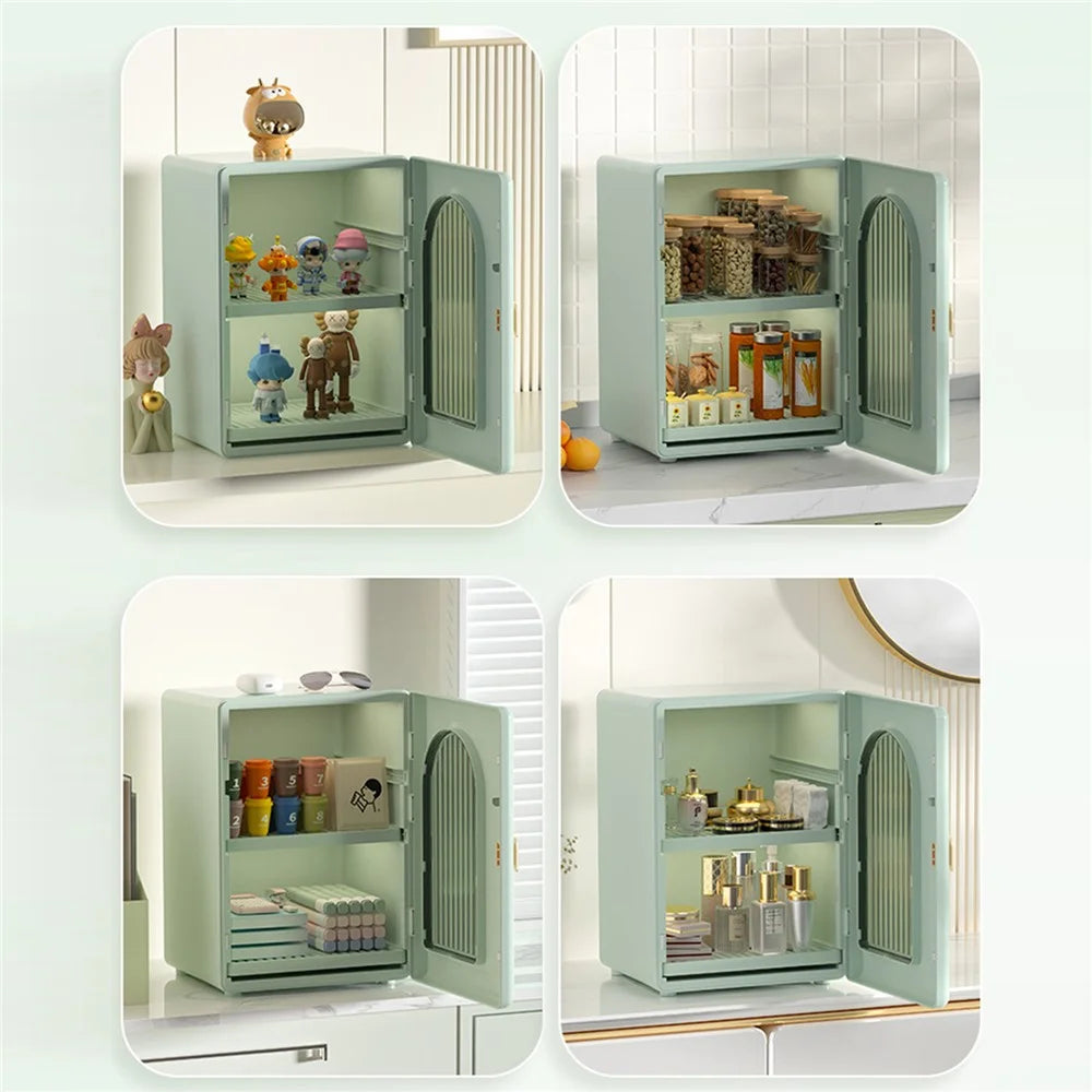 ZY-HE079 3-Layer Water Bottle Storage Cabinet PP+HIPS+ABS Organizer Kitchen Drawer - Green - 2