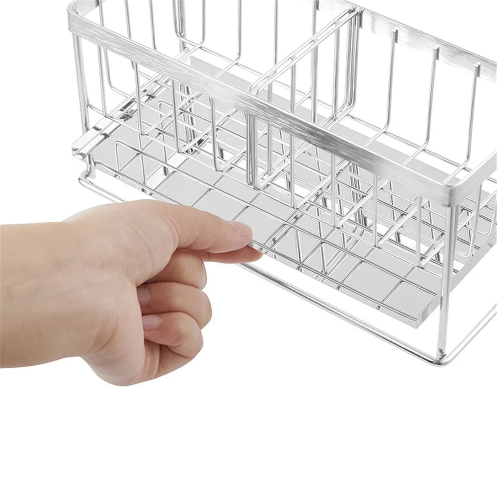 304 Stainless Steel Kitchen Sink Drain Rack Sponge Brush Holder Storage Rack - 7