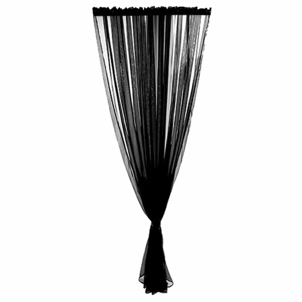 1x2.7m Polyester Sheer Curtain Solid Color Curtains for Bedroom, Living Room - Black - 1