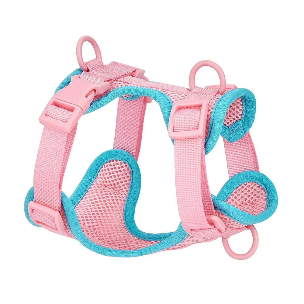 Breathable Mesh Adjustable Dog Cat Harness Summer Pet Vest Harness, Size S - Pink - 2