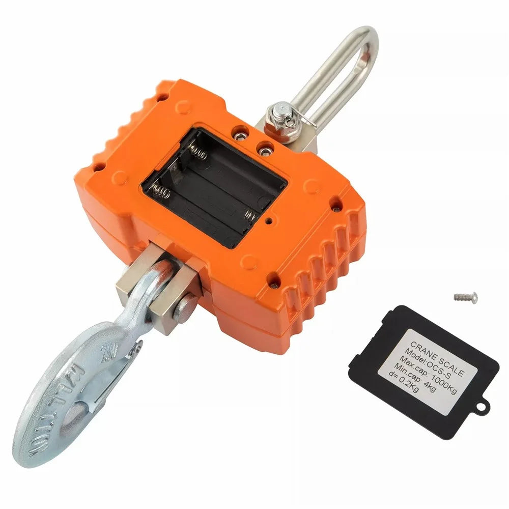 LCD Display Digital Crane Scale 1000kg  /  2204lbs Portable Hanging Scale for Industry Construction Outdoor - Orange - 2