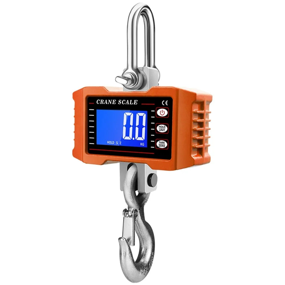 P1 1500kg Digital Hanging Scale Heavy Duty Crane Scale LCD Display Industrial Hook Scale - Orange - 1