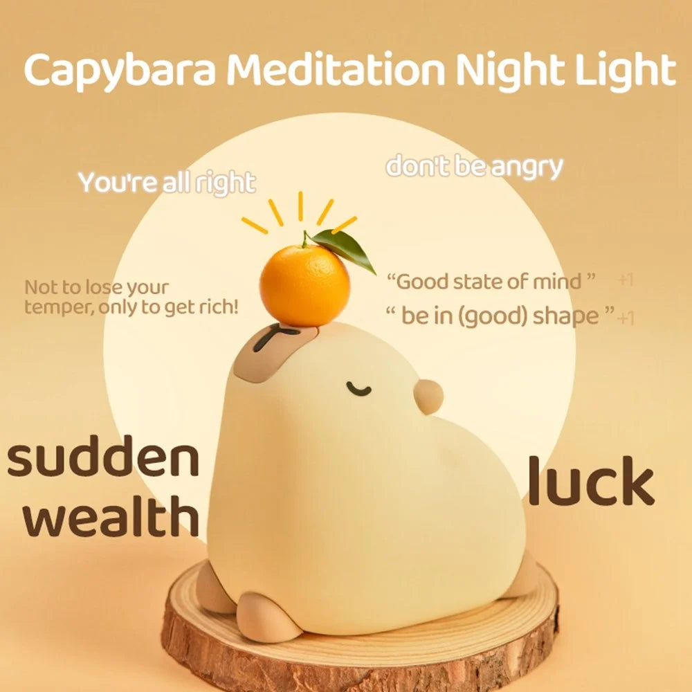 Capybara Cute Night Light LED Animal Nursery Lamp Silicone Tap Control Stress Relief Bedside Companion Lamp - 2