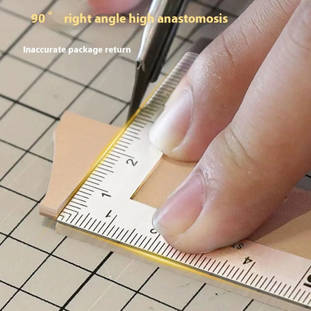 100x50mm Stainless Steel L-Shape Ruler High Precision Woodworking Leather Measuring Tool - 2