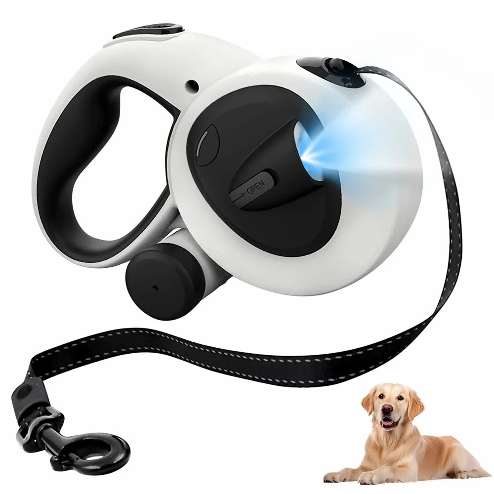 5m Auto Retractable Dog Leash with LED Light Reflective Pet Walking Lead Rope for Large Dogs Up to 50KG - 2
