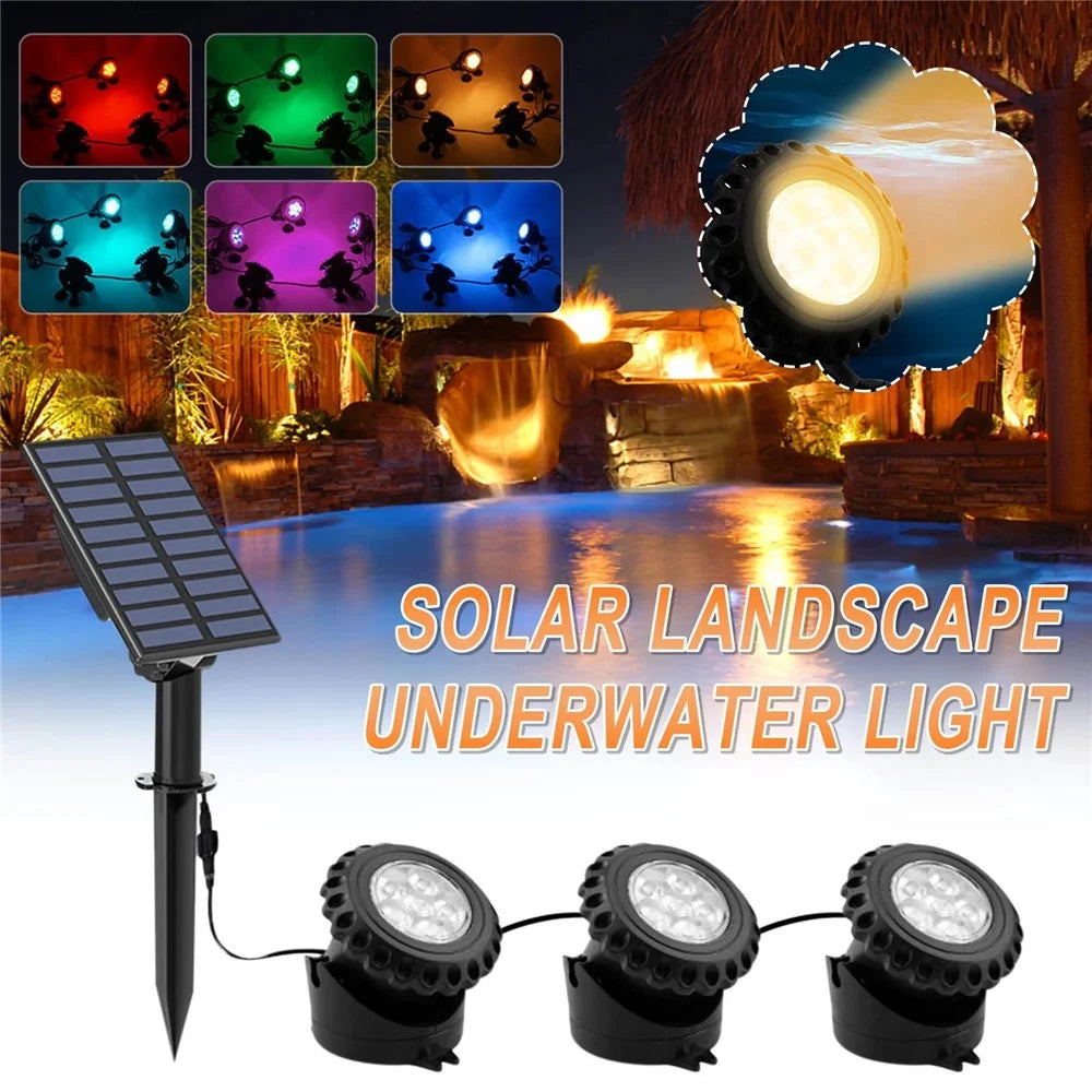 TS-S5405 3 in 1 Solar Underwater Lights IP68 Waterproof Pond Fish Tank Landscape Lamp, Base Type - 2
