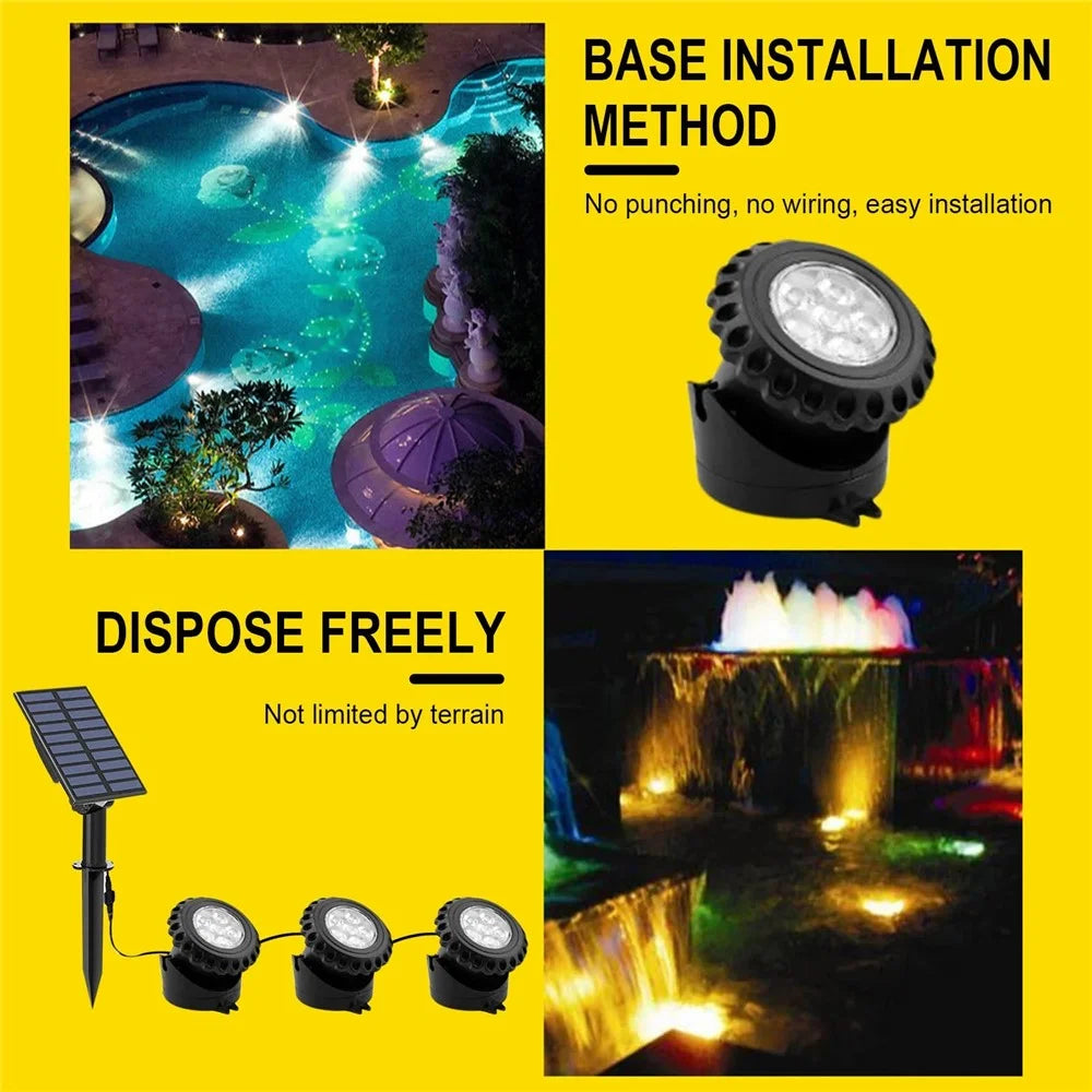 TS-S5405 3 in 1 Solar Underwater Lights IP68 Waterproof Pond Fish Tank Landscape Lamp, Base Type - 5