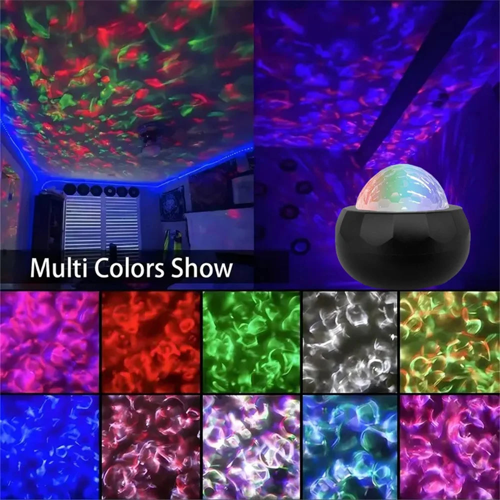 Colorful Water Ripple Mini Projector Light USB Powered Sound Activated Decorative Night Lamp with Remote - Black - 2