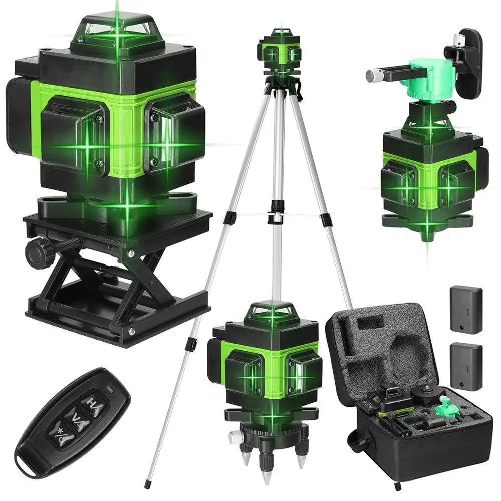 4D 16 Lines Self Leveling Equipment Horizontal and Vertical Green Laser Level with Tripod, EU Plug - 2