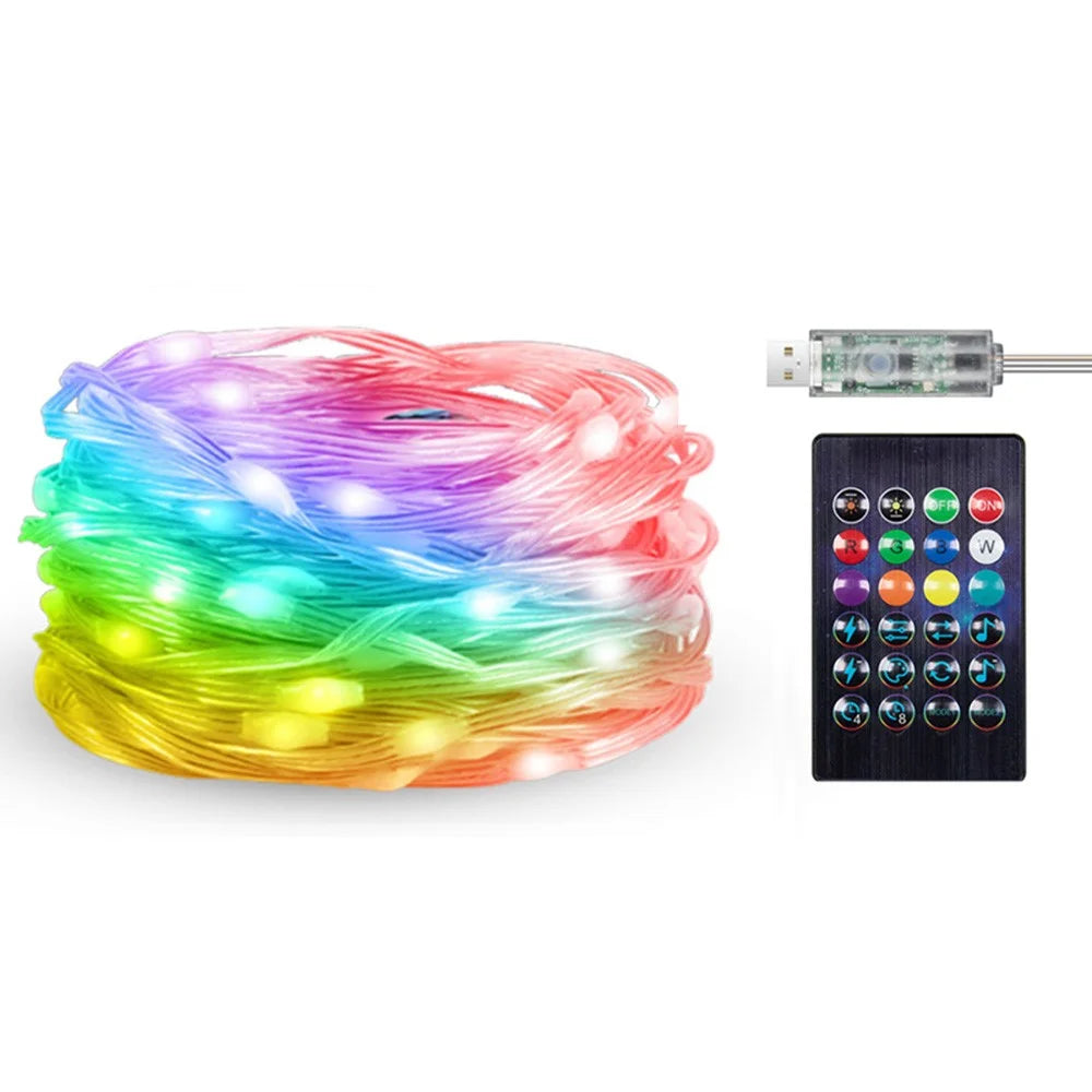 10m 100 LEDs USB Powered RGB Smart LED String Light Music Rhythm App Control Waterproof DIY Ambient Lamp - 1