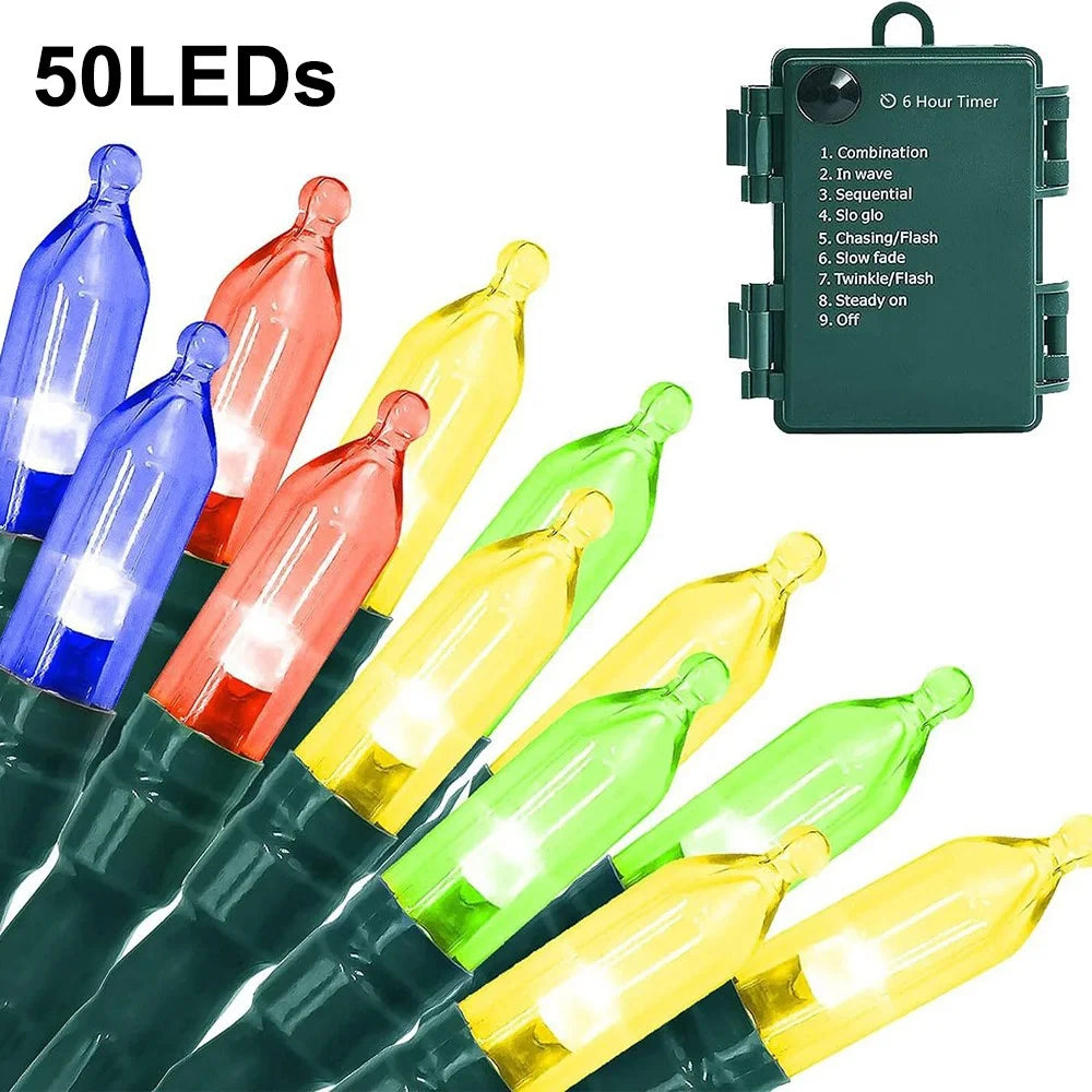 5m 50 LEDs Pointed Bulb Fairy String Light Battery Operated 8 Modes Waterproof Ambiance Lamp - Multi-color - 1