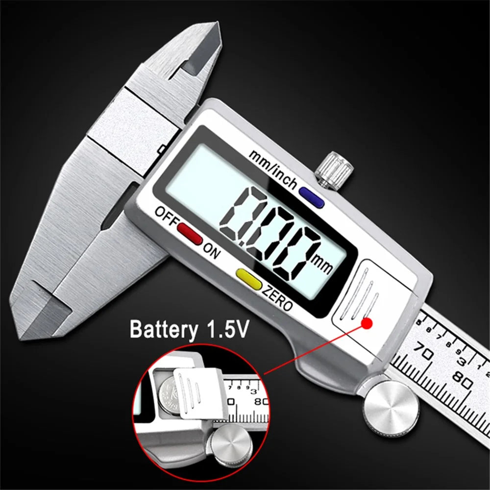 0-150mm Digital Vernier Stainless Steel LCD Display Caliper with Tri-color Button for Length Width Depth Diameter - 3