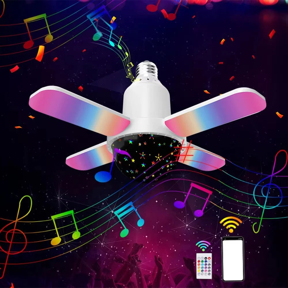 Indoor Music Light Bluetooth-Compatible Mini Four-Leaf Lamp Wireless Color Changing Atmosphere Light for Home - Star Sky - 3