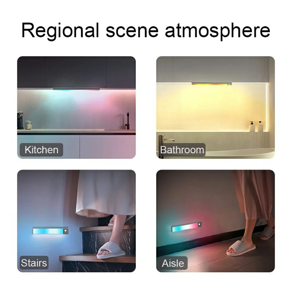 L1-021 2Pcs 40cm RGB Cabinet Light Magnetic Human Motion Sensor Smart Wall Lamp Long Night Light for Home - Tarnish - 3