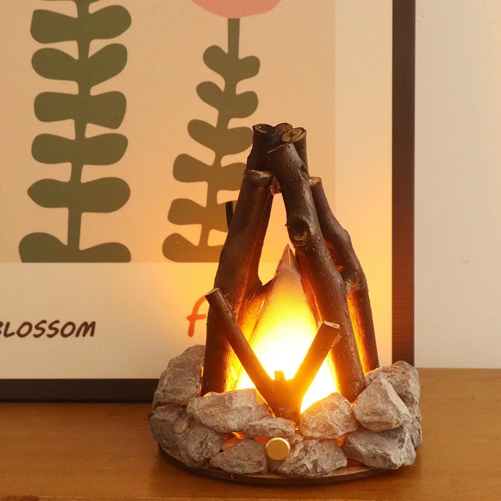Triangle LED Campfire Night Light Creative Table Lamp Stone Tree Branch Shaped Desk Light for Bedroom / Living Room - 2