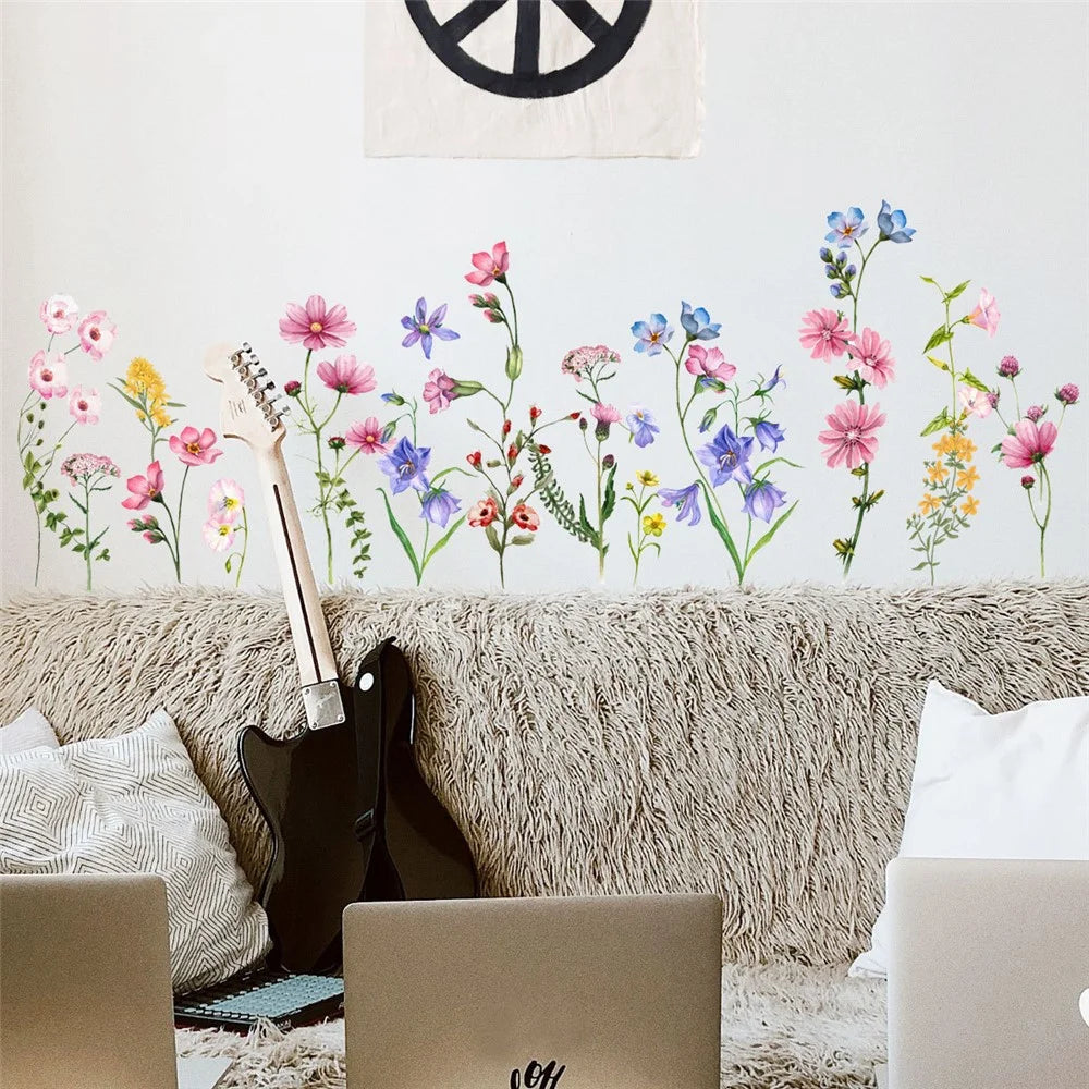 DZY187 2Pcs / Set Flower Plant Wall Decor Sticker Living Room Kindergarten Decal Wallpaper (No EN71 Certification) - 3