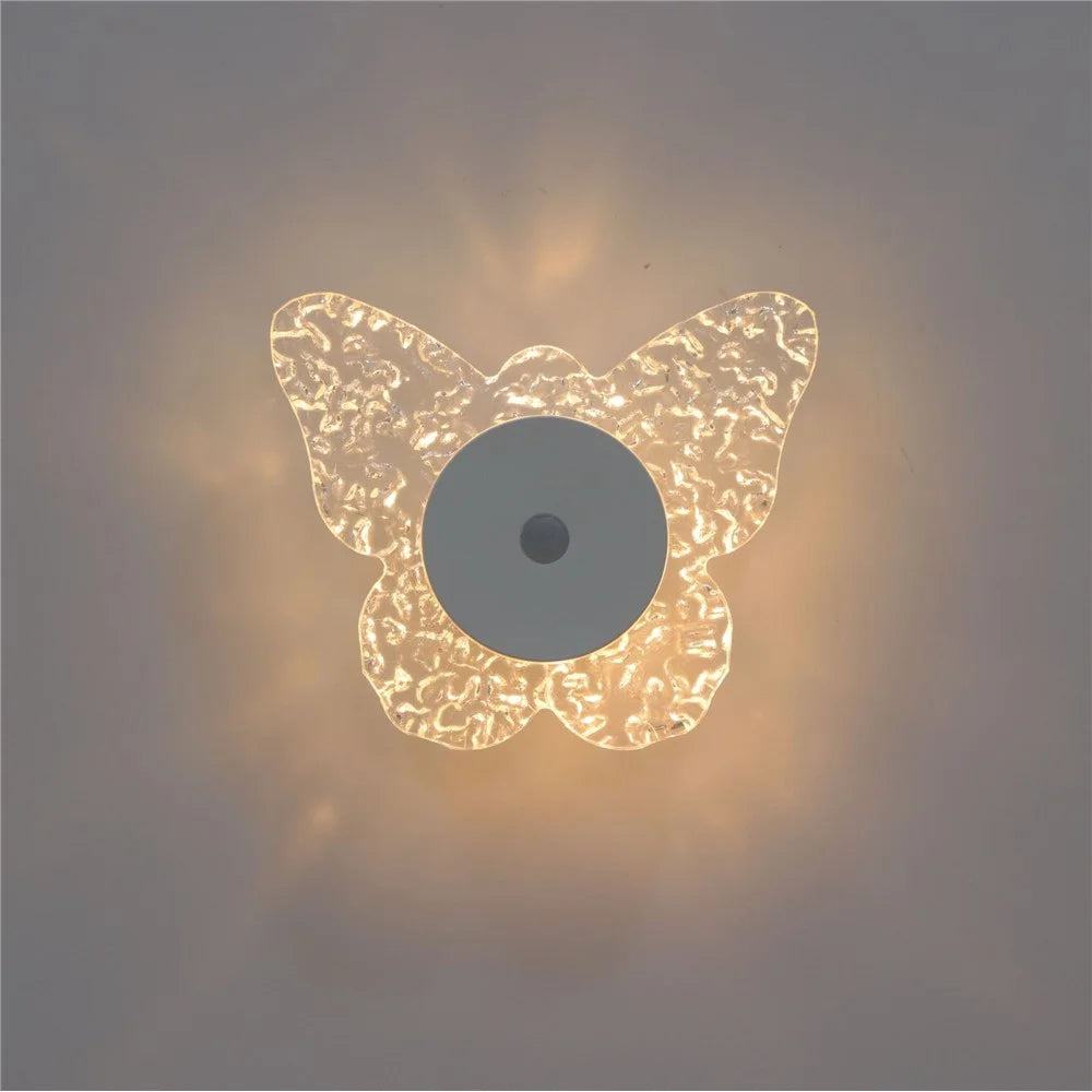 Butterfly Shaped Wall Light Motion Sensor Rechargeable 3-Color Dimmable Night Light Magnetic Base - 3