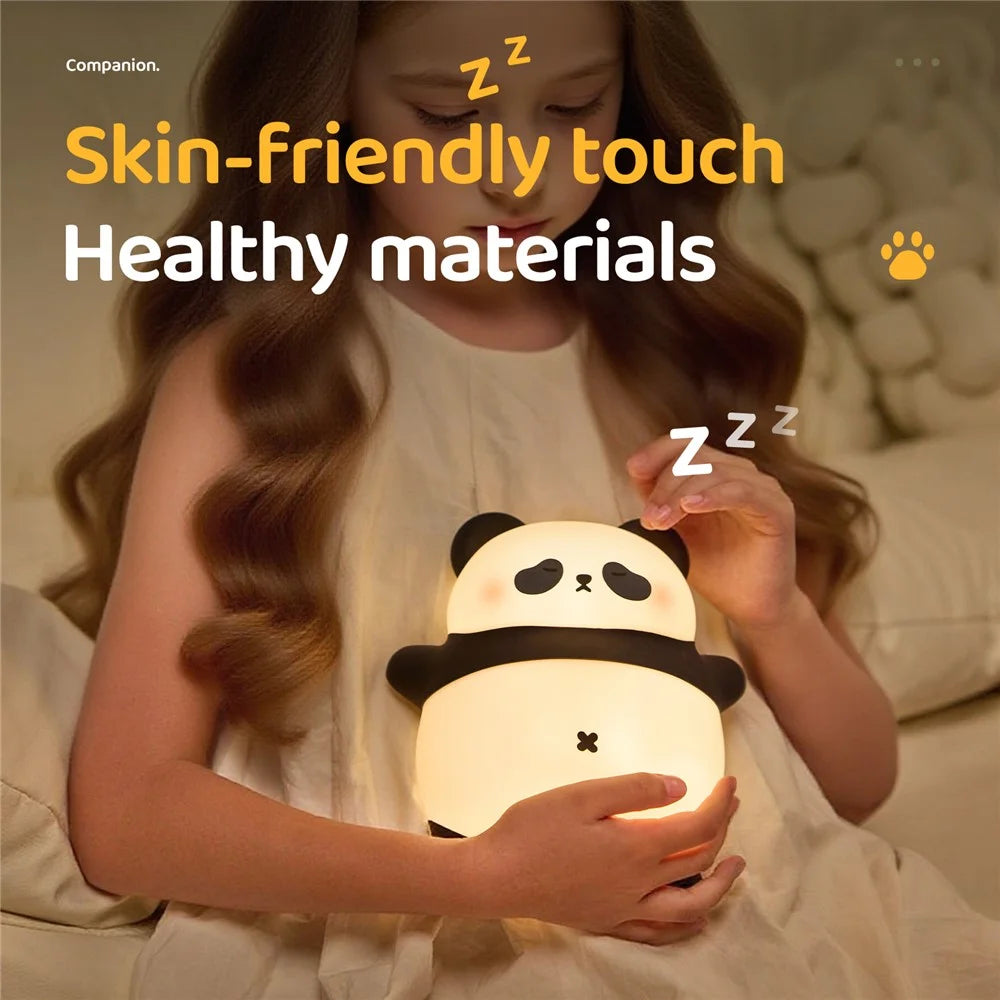 A071 Panda Silicone Night Light Snoring Sound Sleep Lamp Soft Touch Light for Bedroom - 4