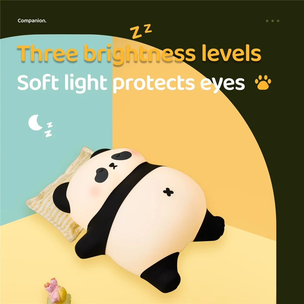 A071 Panda Silicone Night Light Snoring Sound Sleep Lamp Soft Touch Light for Bedroom - 6