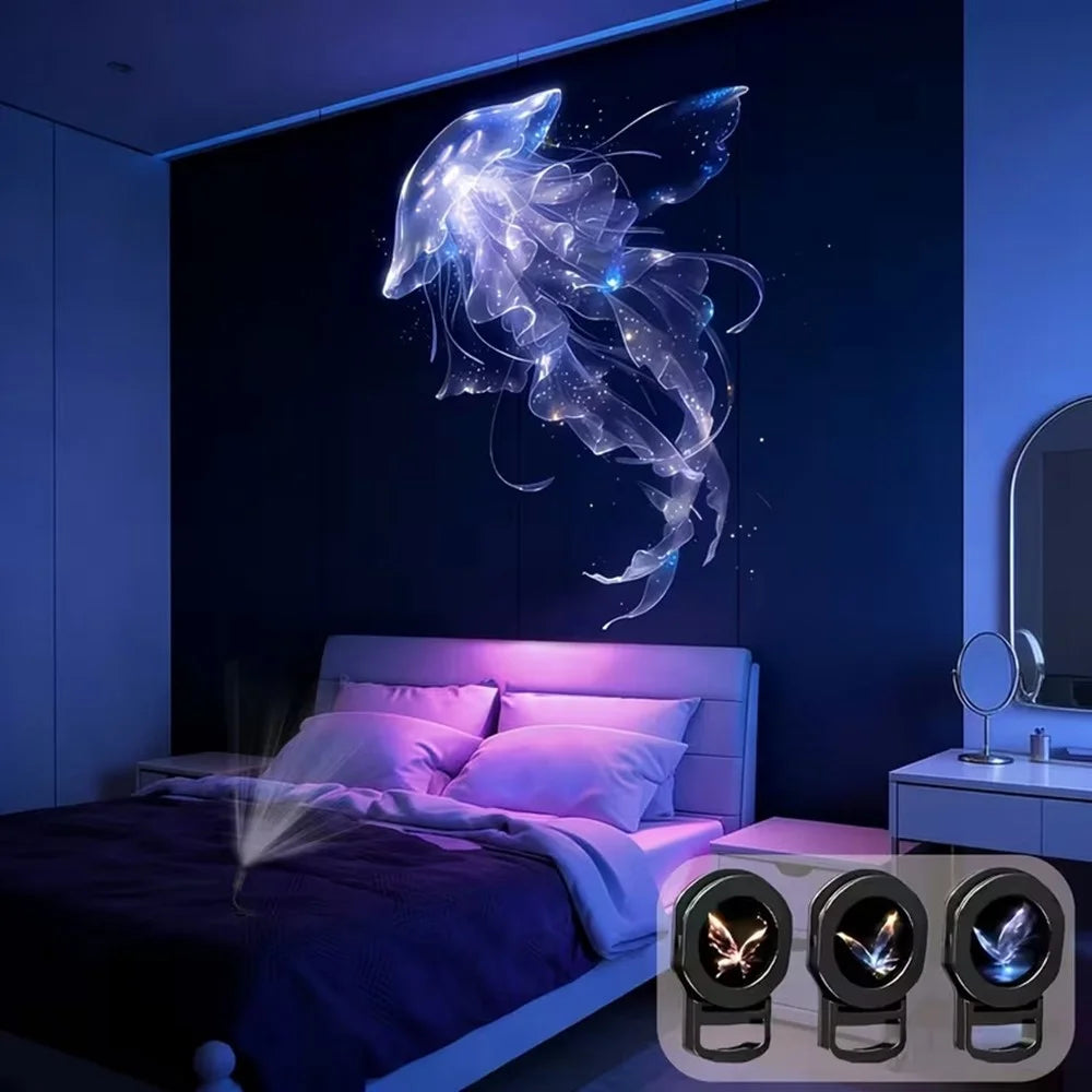 USB LED Projection Lamp Flexible Gooseneck Replaceable Slides Night Light for Bedroom - Butterfly 1 - 2