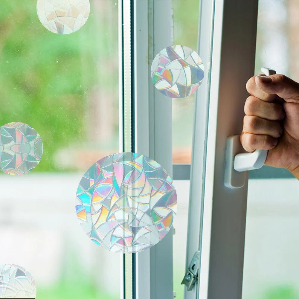 1Set Rainbow Prism Electrostatic Glass Sticker PVC Non-Adhesive Removable Window Colorful Film Sticker Gift (No EN71) - Circle - 6