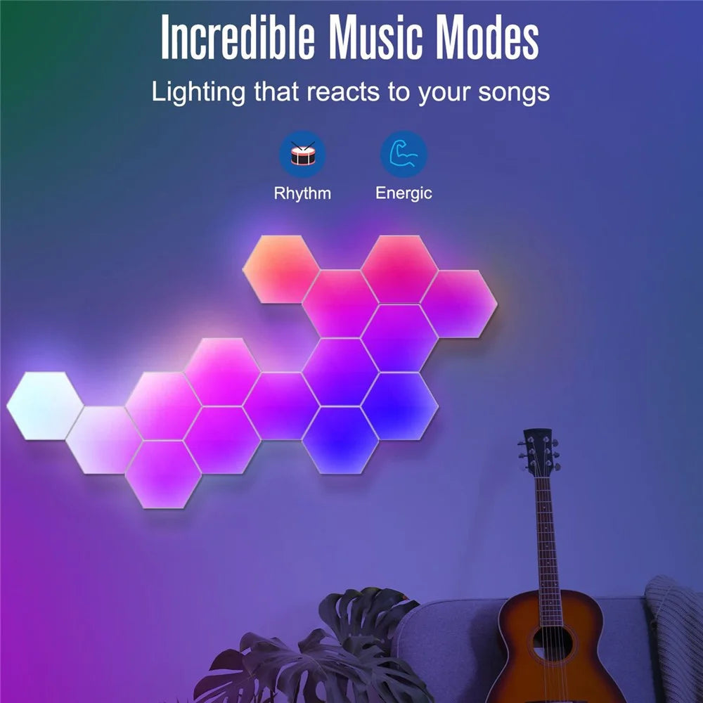 LIXINCORDA 6Pcs RGBIC LED Wall Lamp with Smart APP Voice Control DIY Hexagonal Honeycomb LED Light (Tuya WiFi Version) - 6