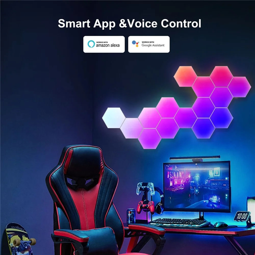 LIXINCORDA 10Pcs Smart LED Light Wall Panel Kit APP / Remote Control Honeycomb RGBIC Lamp (Bluetooth-compatible Version) - 3