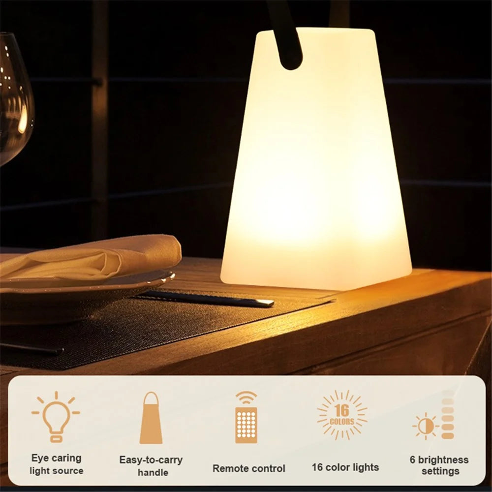 Trapezoid Portable Lantern Lamp 16 Colors Brightness Adjustable USB Rechargeable LED Light with Remote Controller - 2