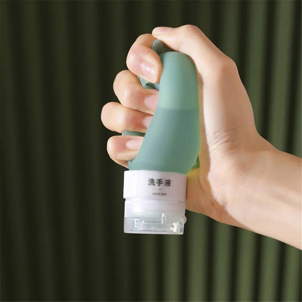 3PCS 60ML PP+Silicone Dispenser Bottle Leak Proof Portable Tube Travel Shampoo Container (3 Colors) + Label - 5