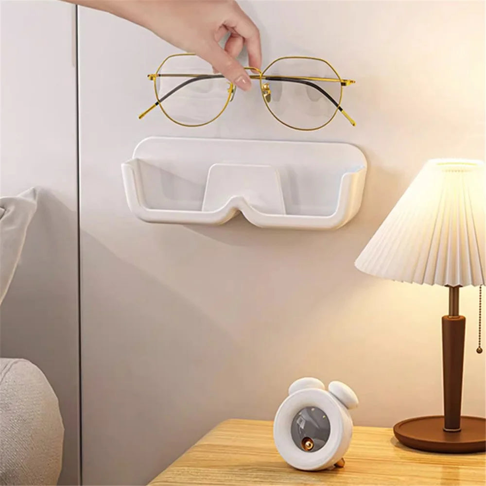 Wall-Mounted Glasses Holder Eyeglasses Storage Box Sunglasses Display Rack Bedside Storage Rack - White - 2